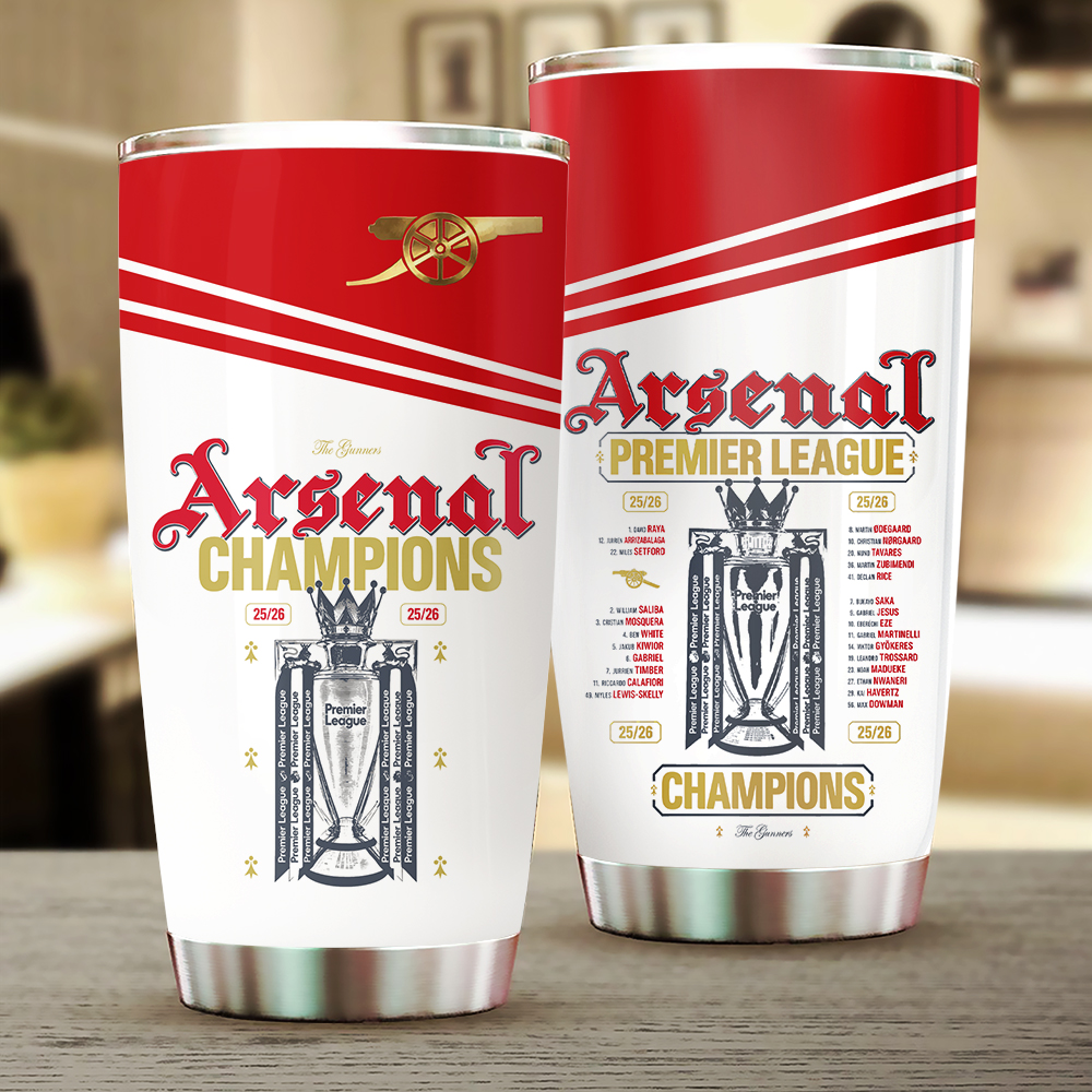 Arsenal Fc Premier League Champions 25/26 Tumbler Cup