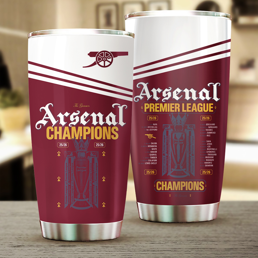 Arsenal Fc Premier League Champions 25/26 Tumbler Cup