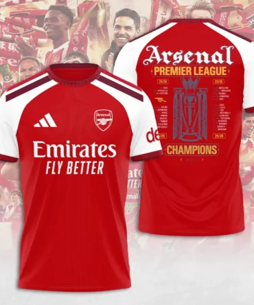 Arsenal Fc Premier League Champions 25/26 3D Shirt Hoodie Apparel
