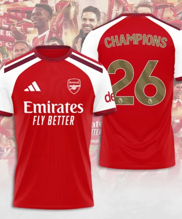 Arsenal Fc Premier League Champions 25/26 3D Shirt Hoodie Apparel