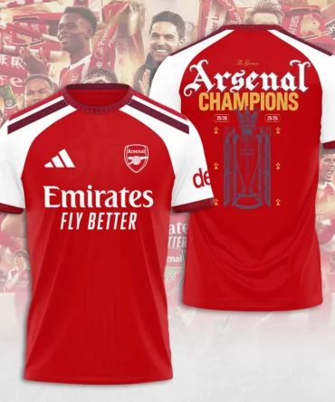 Arsenal Fc Premier League Champions 25/26 3D Shirt Hoodie Apparel