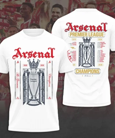 Arsenal Fc Premier League Champions 25/26 3D Shirt Hoodie Apparel