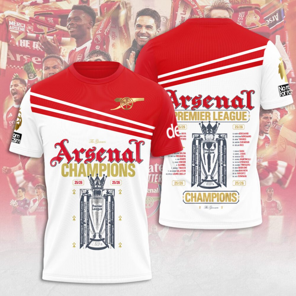Arsenal Fc Premier League Champions 25/26 3D Apparel