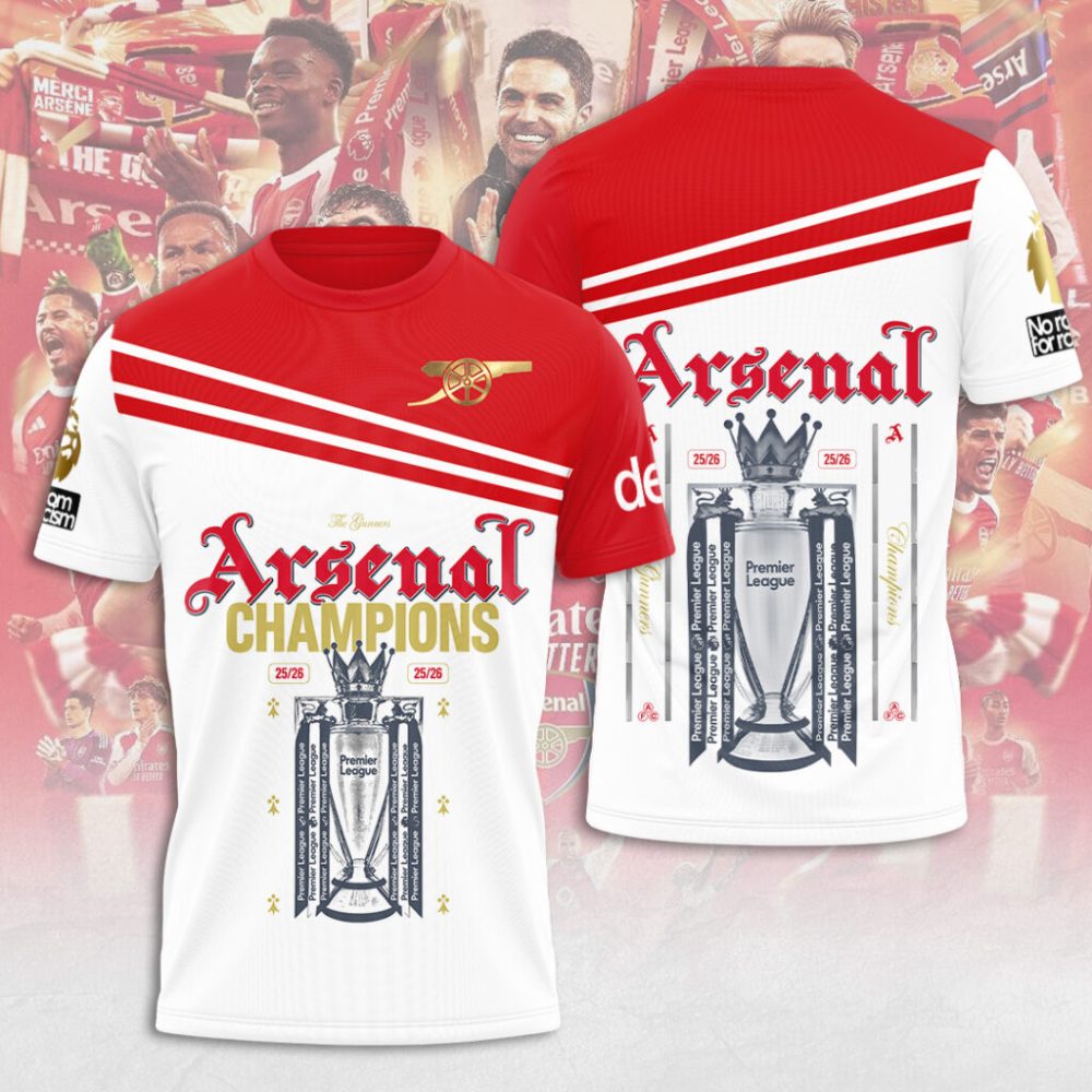 Arsenal Fc Premier League Champions 25/26 3D Apparel