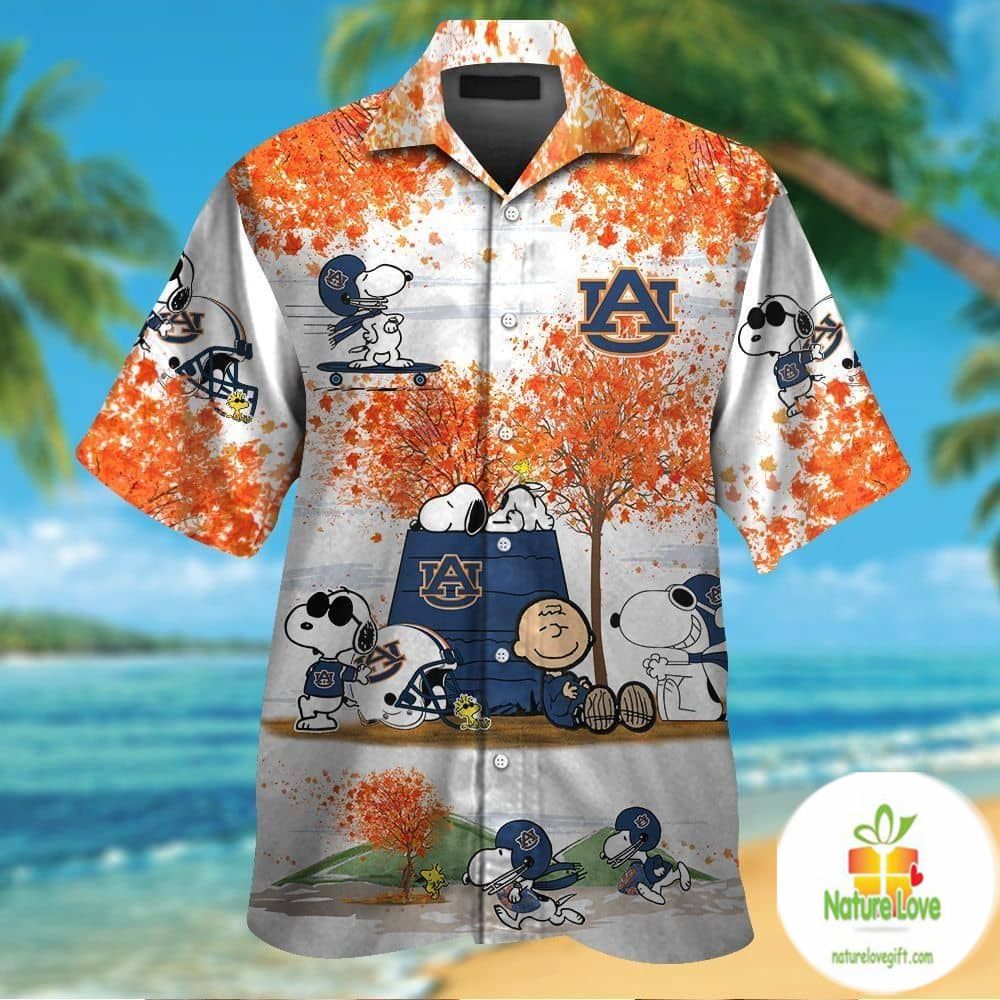 Auburn Tigers Snoopy Hawaiian Shirt Aloha Short Sleeve Button Up