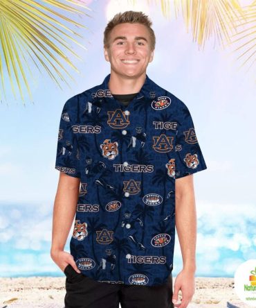 Auburn Tigers Hawaiian Shirt Tropical Beach Coconut Tree Aloha