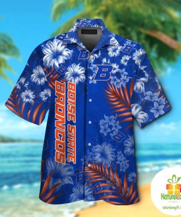 Boise State Broncos Hawaiian Shirt Tropical Aloha Button Up Short Sleeve