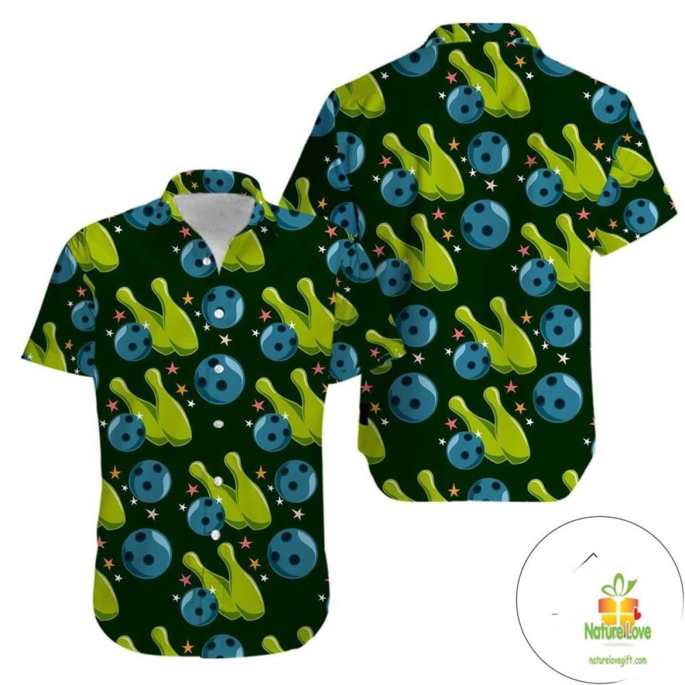 Hawaiian Shirt Bowling Strike Green Trendy Aloha Fashion Shirts