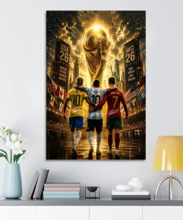 Cr7 X M10 X N10 Ronaldo Messi Neymar The Last Dance World Cup 2026 Rectangle Canvas Poster