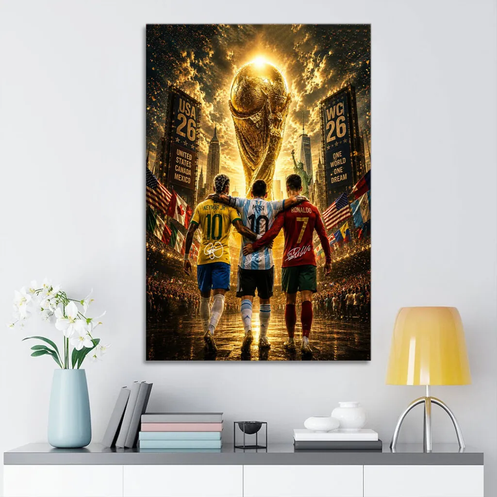Cr7 X M10 X N10 Ronaldo Messi Neymar The Last Dance World Cup 2026 Rectangle Canvas Poster