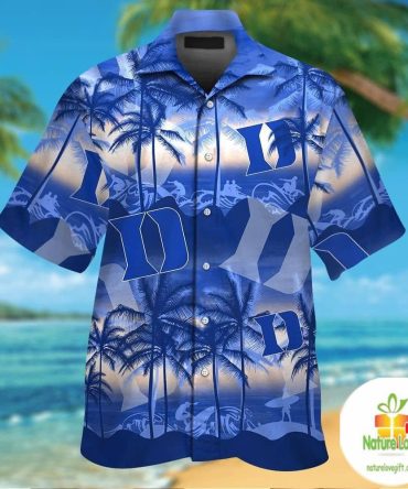 Duke Blue Devils Hawaiian Shirt Short Sleeve Aloha Button Up Ver014