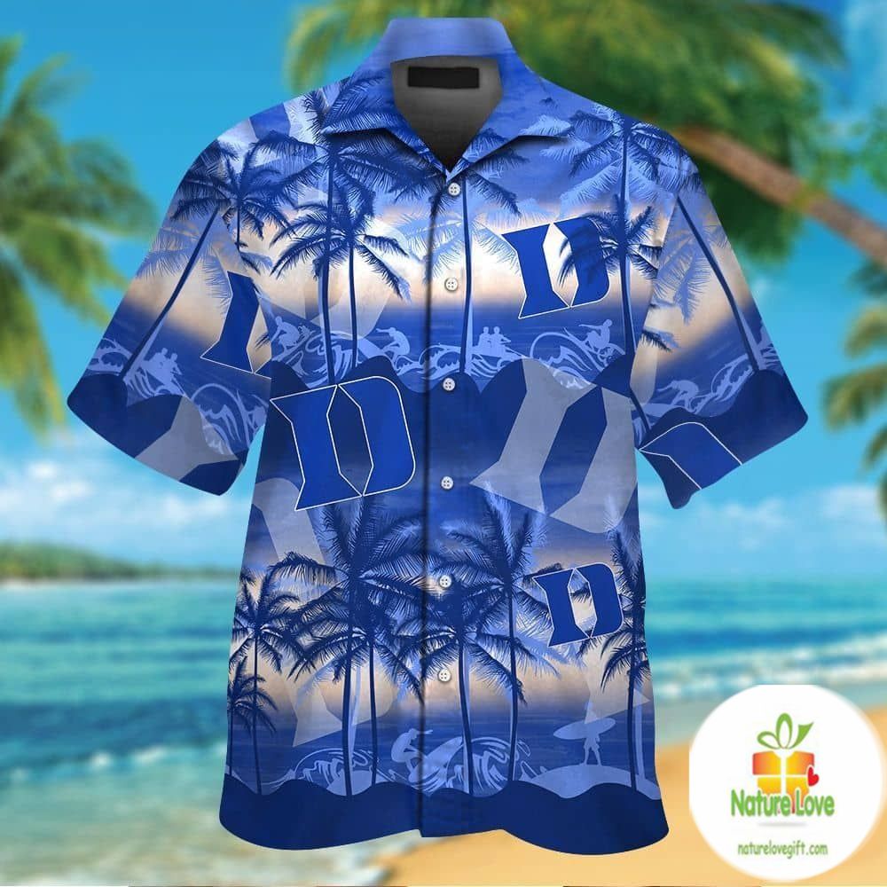 Duke Blue Devils Hawaiian Shirt Short Sleeve Aloha Button Up Ver014