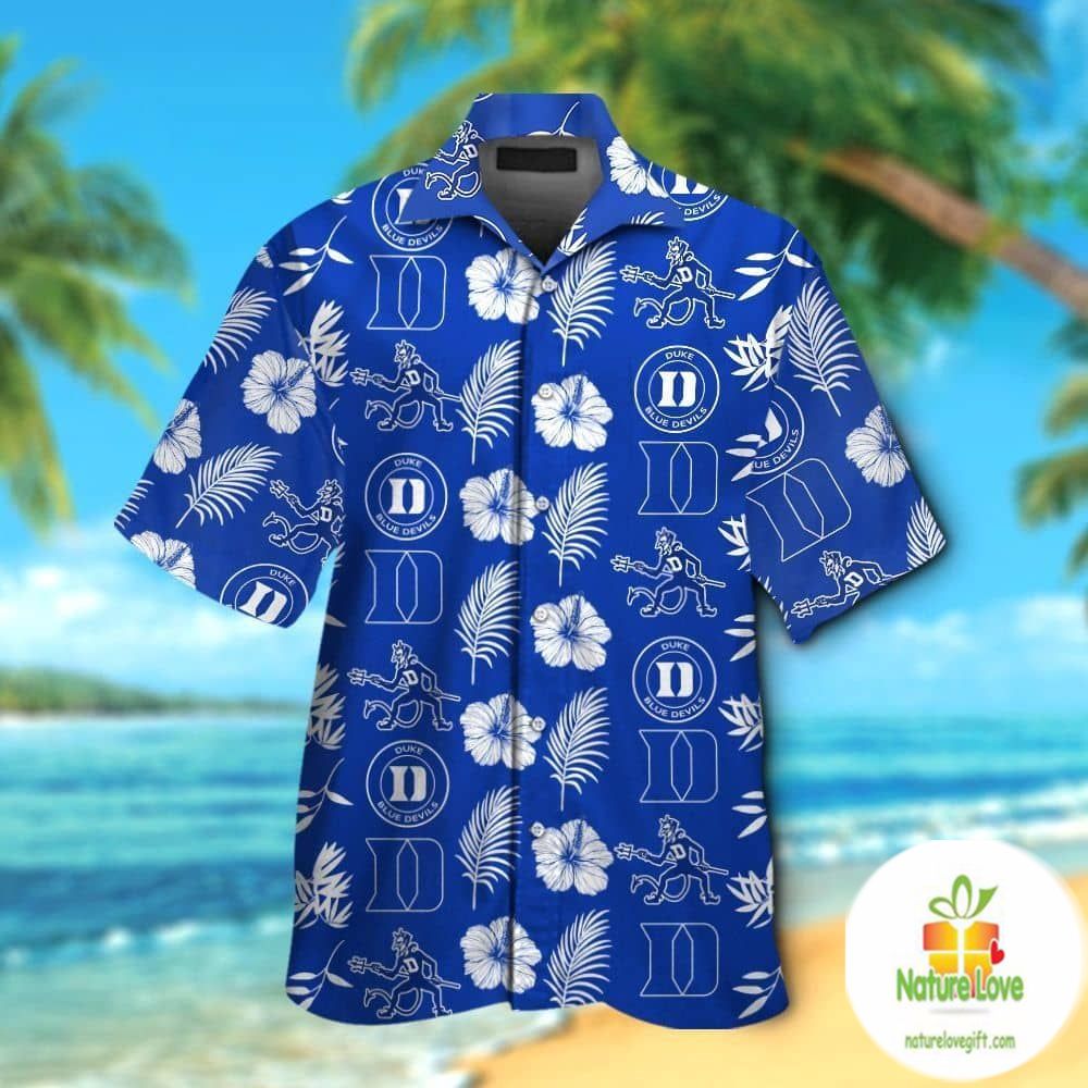 Duke Blue Devils Hawaiian Shirt Short Sleeve Aloha Button Up Ver016