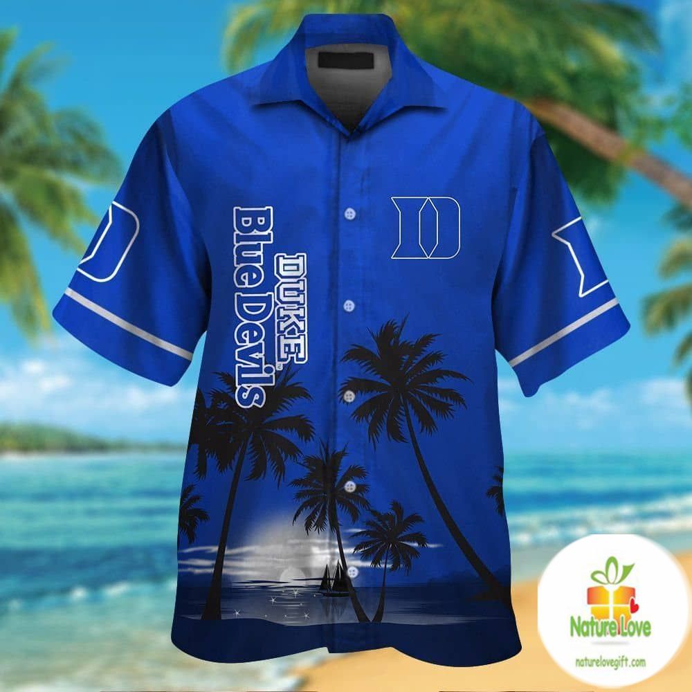 Duke Blue Devils Hawaiian Shirt Short Sleeve Aloha Button Up Ver017