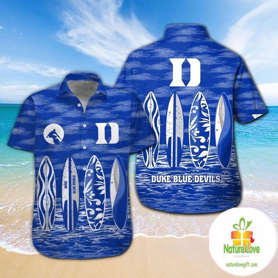 Duke Blue Devils Hawaiian Shirt Short Sleeve Aloha Button Up Ver03