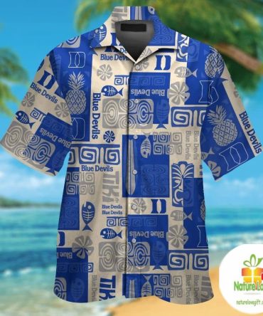 Duke Blue Devils Hawaiian Shirt Short Sleeve Aloha Button Up Ver05