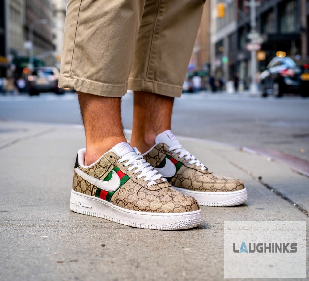 Gucci Bee Custom Nike Air Force 1 Shoes - Image 3