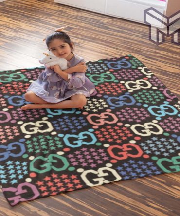 Gucci Colorful Luxury Brand Logo Premium Blanket Fleece Thin Blanket To Keep Warm