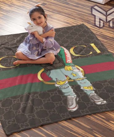 Gucci Simpsons Luxury Brand Logo Premium Blanket Fleece Thin Blanket To Keep Warm