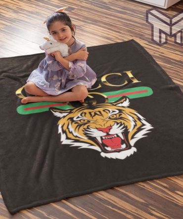 Gucci Tiger Luxury Brand Logo Premium Blanket Fleece Thin Blanket To Keep Warm
