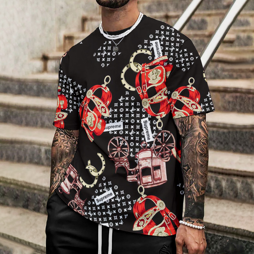 Louis Vuitton Lv Printed Men'S 3D T-Shirt-Hp240626024