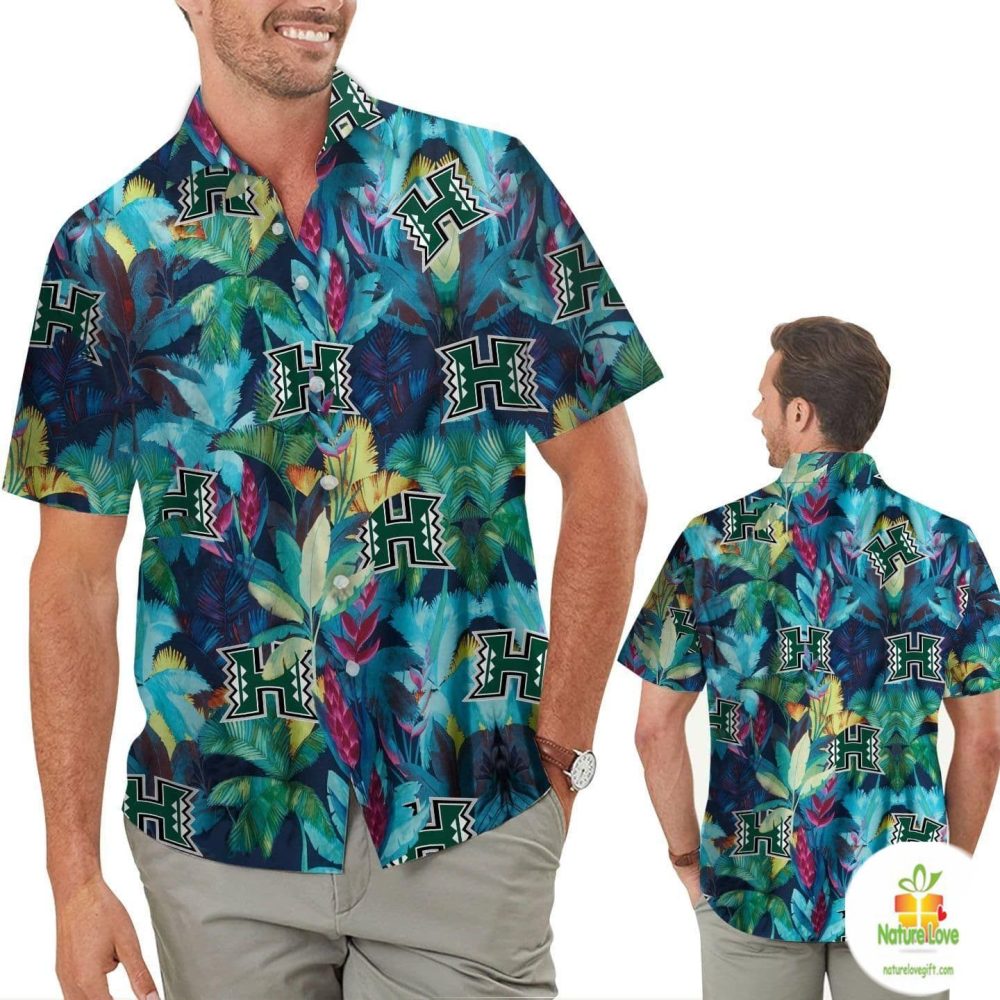 Hawaii Rainbow Warriors Shirt Floral Tropical Aloha Shirts