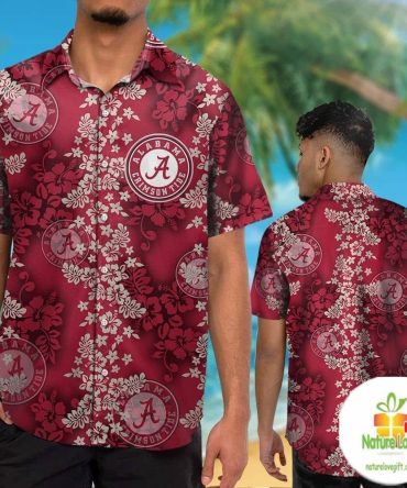 Alabama Crimson Tide Hawaiian Shirt Short Sleeve Tropical Aloha
