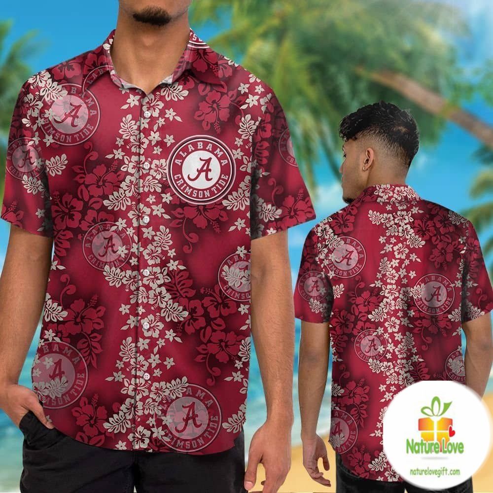 Alabama Crimson Tide Hawaiian Shirt Short Sleeve Tropical Aloha