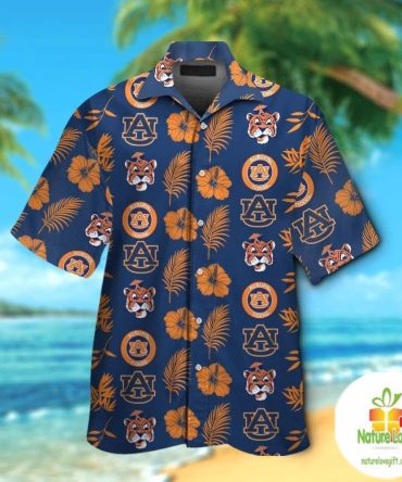 Hawaiian Auburn Tigers Aloha Shirt Tropical Button Up Short Sleeve