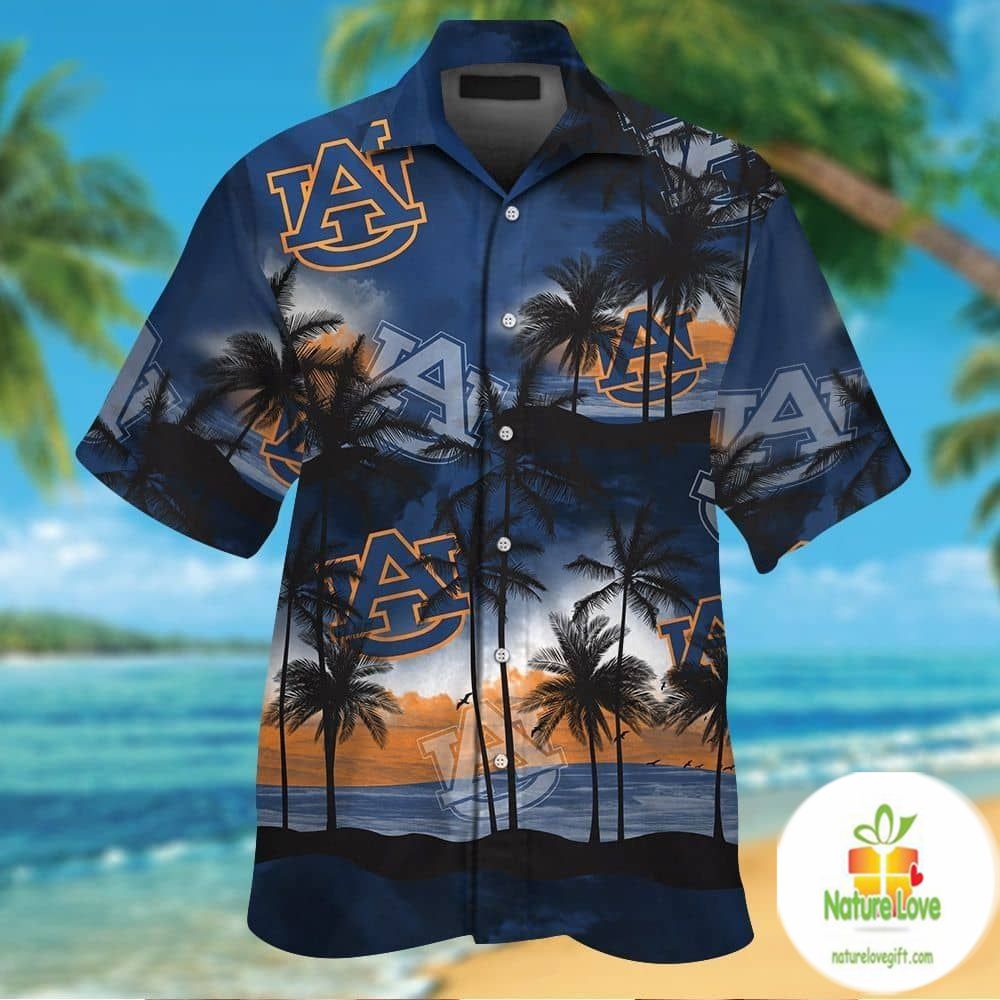 Hawaiian Auburn Tigers Aloha Shirt Short Sleeve Button Up