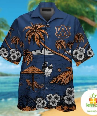 Hawaiian Shirt Auburn Tigers Short Sleeve Button Up Tropical Aloha