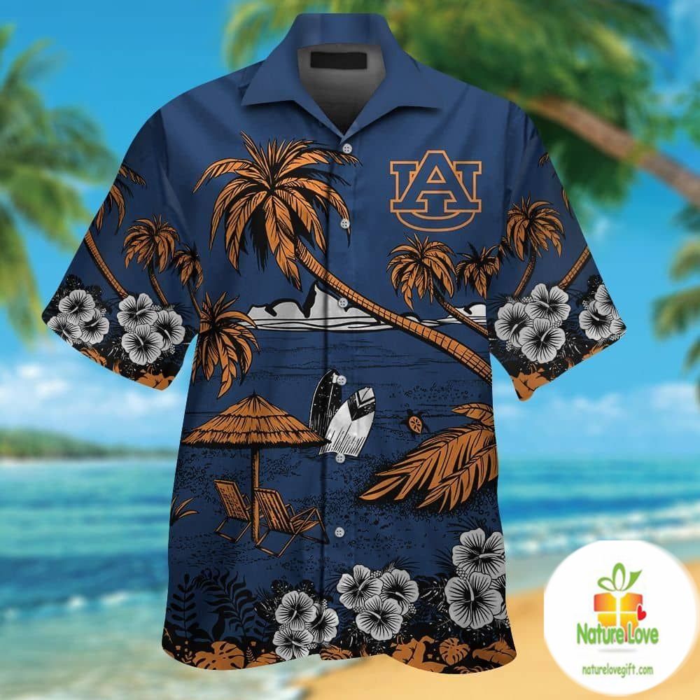 Hawaiian Shirt Auburn Tigers Short Sleeve Button Up Tropical Aloha
