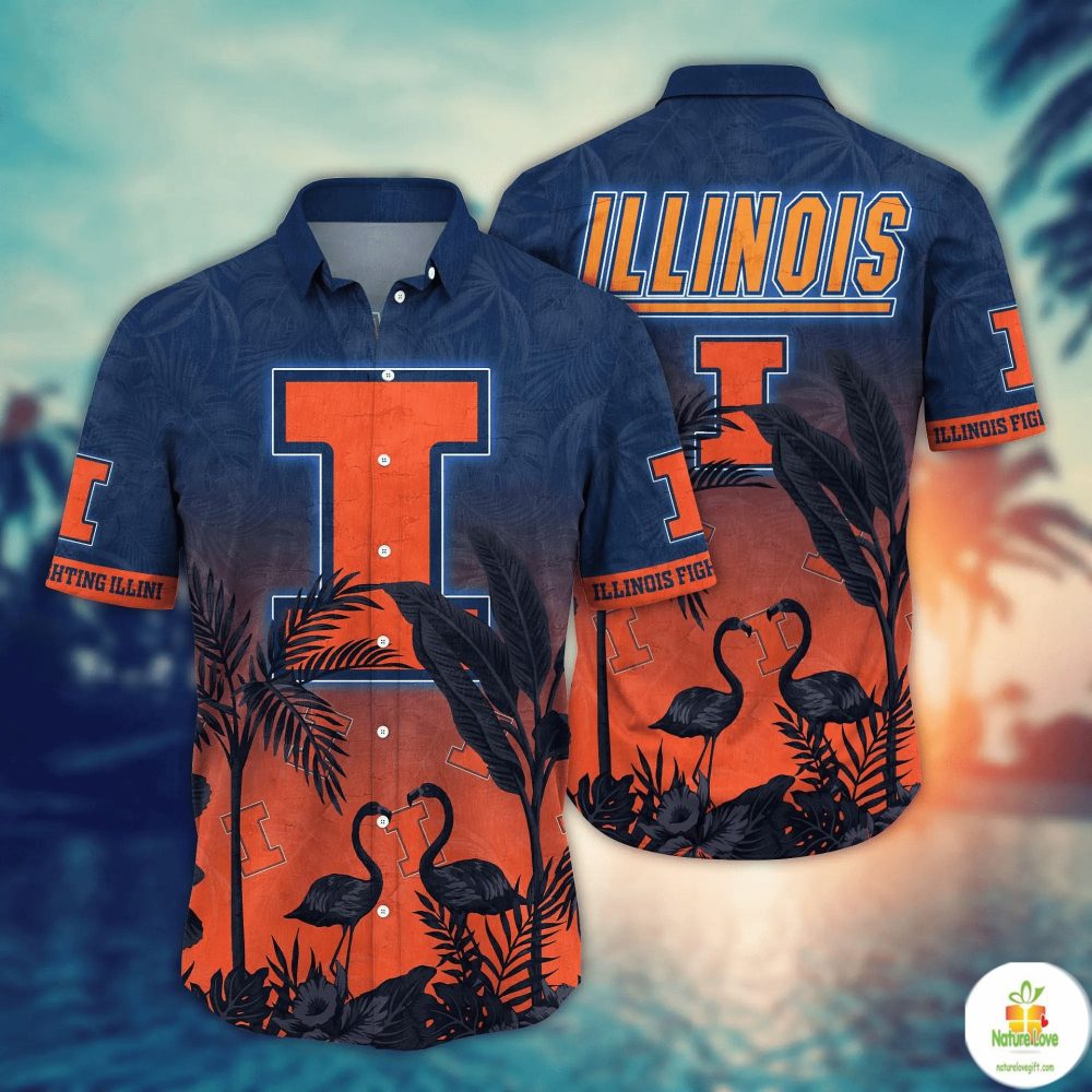 Illinois Fighting Illini Ncaa Hawaiian Shirt Leisuretime Aloha Shirt