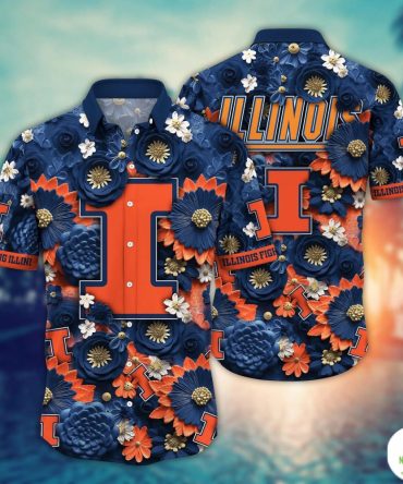 Illinois Fighting Illini Ncaa Hawaiian Shirt Custom Team Aloha Summer Trend