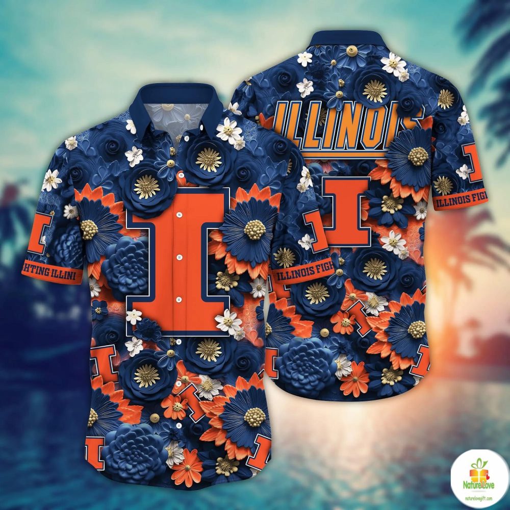 Illinois Fighting Illini Ncaa Hawaiian Shirt Custom Team Aloha Summer Trend