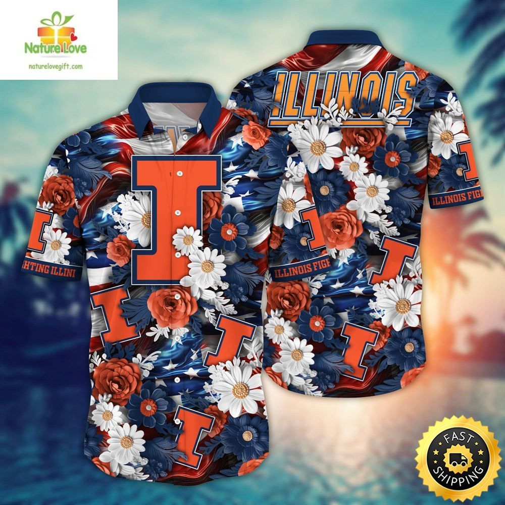 Illinois Fighting Illini Ncaa Hawaii Shirt Independence Day