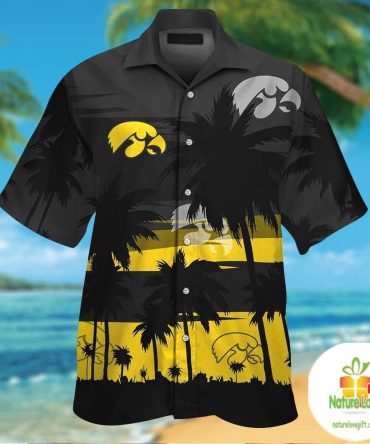 Iowa Hawkeyes Hawaiian Shirt Tropical Short Sleeve Button Up Aloha