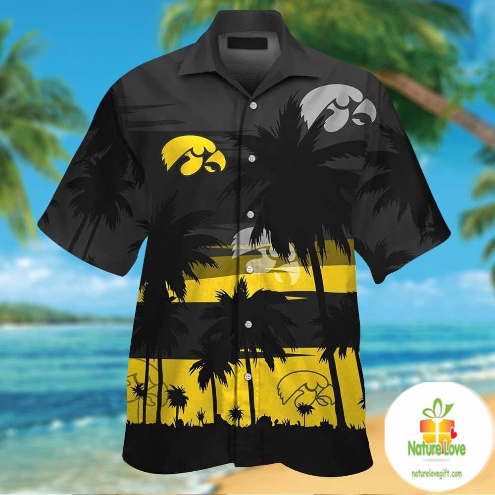Iowa Hawkeyes Hawaiian Shirt Tropical Short Sleeve Button Up Aloha