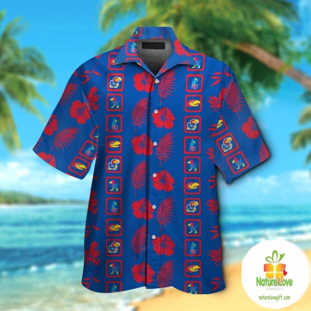 Kansas Jayhawks Hawaiian Shirt Short Sleeve Aloha Button Up Ver010
