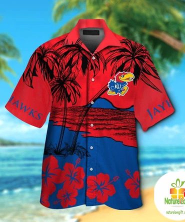 Kansas Jayhawks Hawaiian Shirt Aloha Short Sleeve Button Up