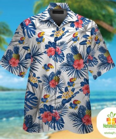 Kansas Jayhawks Hawaiian Shirt Short Sleeve Aloha Button Up Ver016