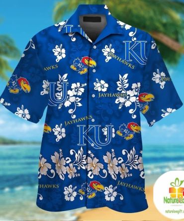 Kansas Jayhawks Hawaiian Shirt Short Sleeve Aloha Button Up