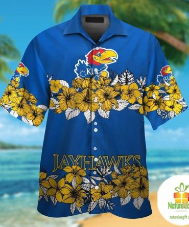 Kansas Jayhawks Hawaiian Shirt Short Sleeve Aloha Button Up Ver020