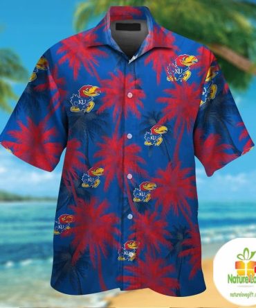 Kansas Jayhawks Hawaiian Shirt Short Sleeve Aloha Button Up Ver022
