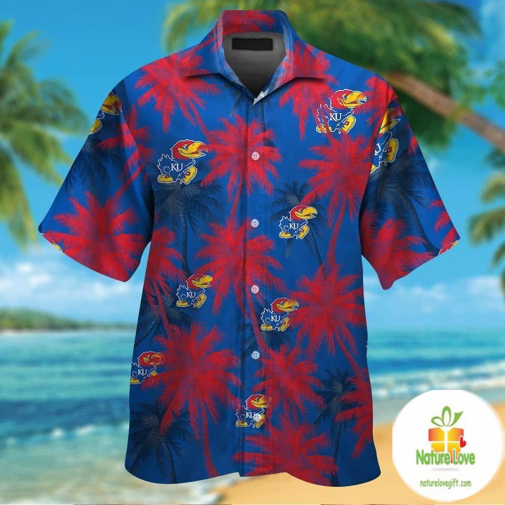 Kansas Jayhawks Hawaiian Shirt Short Sleeve Aloha Button Up Ver022