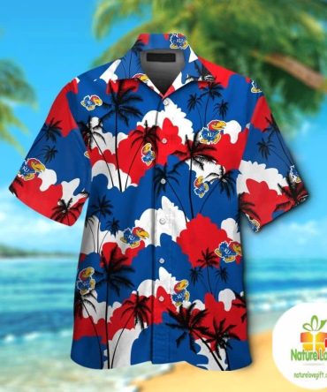 Kansas Jayhawks Hawaiian Shirt Short Sleeve Aloha Button Up Ver025