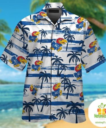 Kansas Jayhawks Hawaiian Shirt Tropical Aloha Button Up Shirts