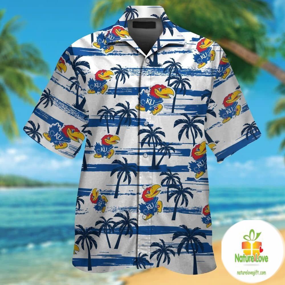 Kansas Jayhawks Hawaiian Shirt Tropical Aloha Button Up Shirts