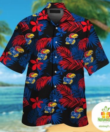 Kansas Jayhawks Hawaiian Shirt Short Sleeve Aloha Button Up Ver029