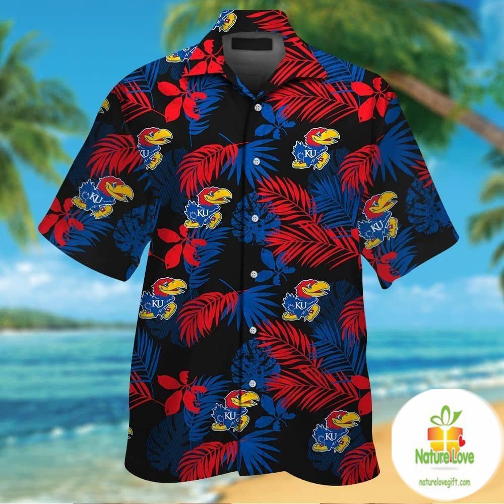 Kansas Jayhawks Hawaiian Shirt Short Sleeve Aloha Button Up Ver029